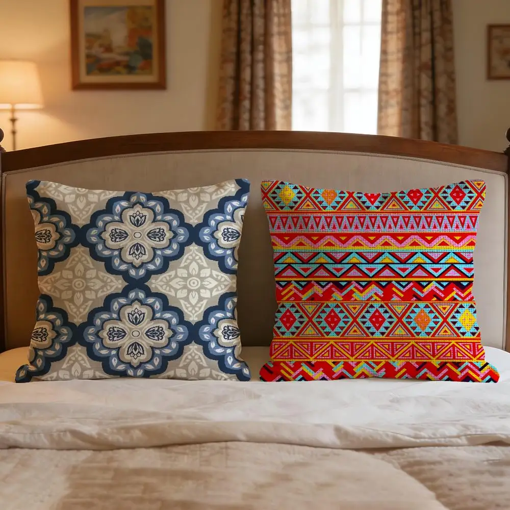 Pattern Ikat Pattern Cushion Cover 4Pcs Decorative Covers Soft Cushion Case for Sofa Couch Decor 40x40 45x45 Pillowcases