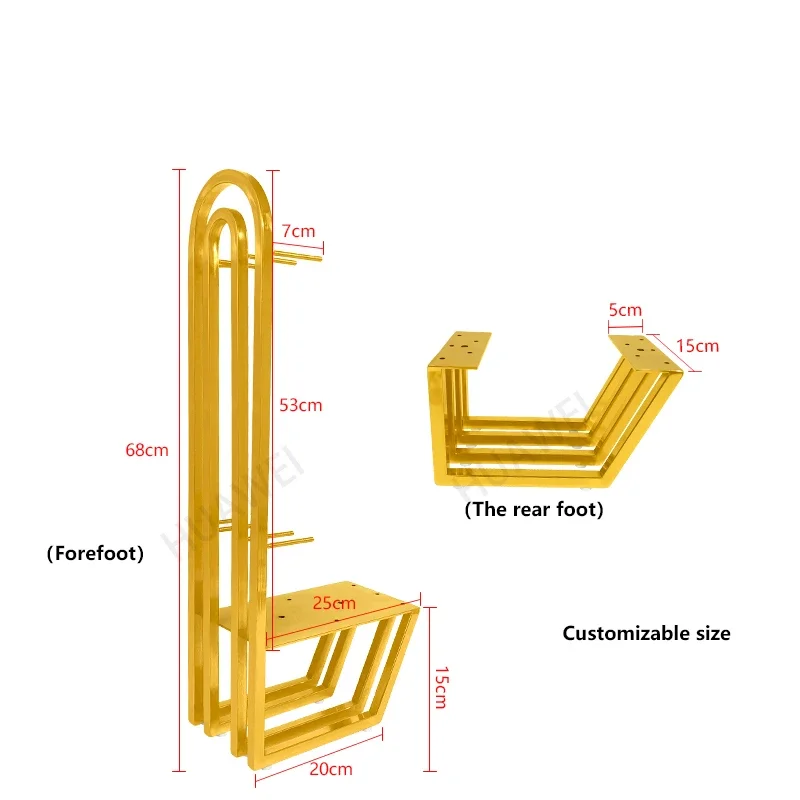 Furniture Frame Fitting Accessories Stainless Steel Sofa Legs Feet Armrest Parts Gold Decorative Metal Sofa Frame