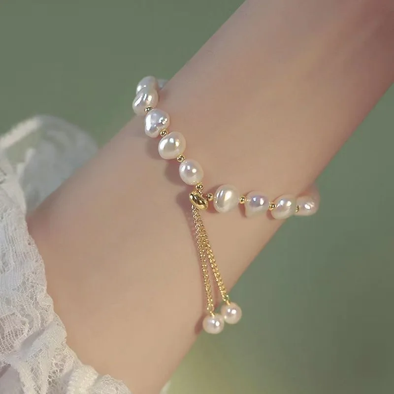 

gold pearl bracelet For Womens 2025 New Concise Trend Non-fading Golden Hand Jewelry Gift