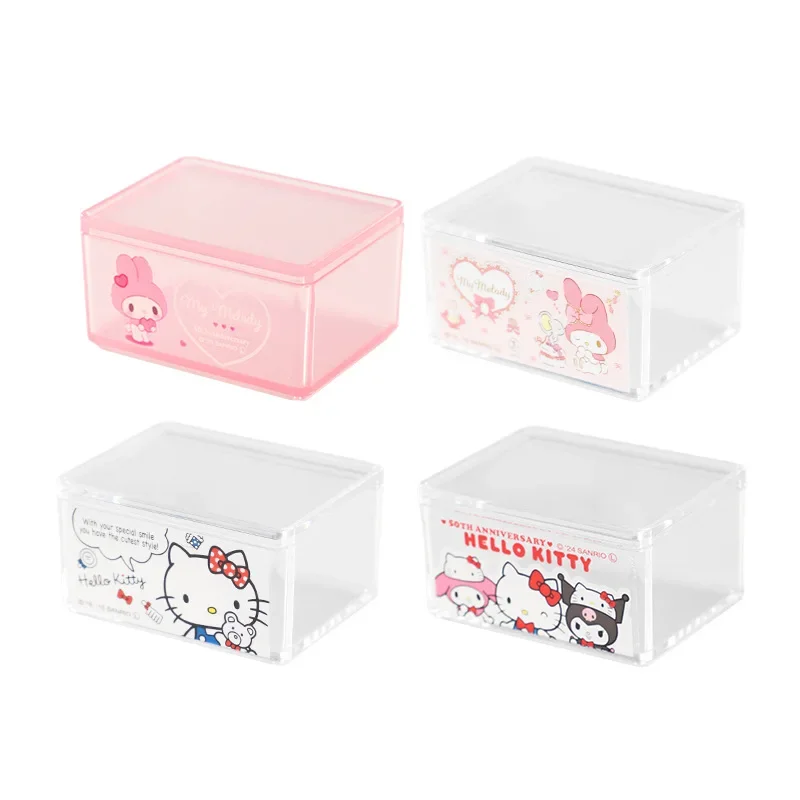 Sanrio HelloKitty Storage Box Cover Can Be Stacked for Storage, Dustproof Jewelry Box, Household Small Box, Transparent view 5