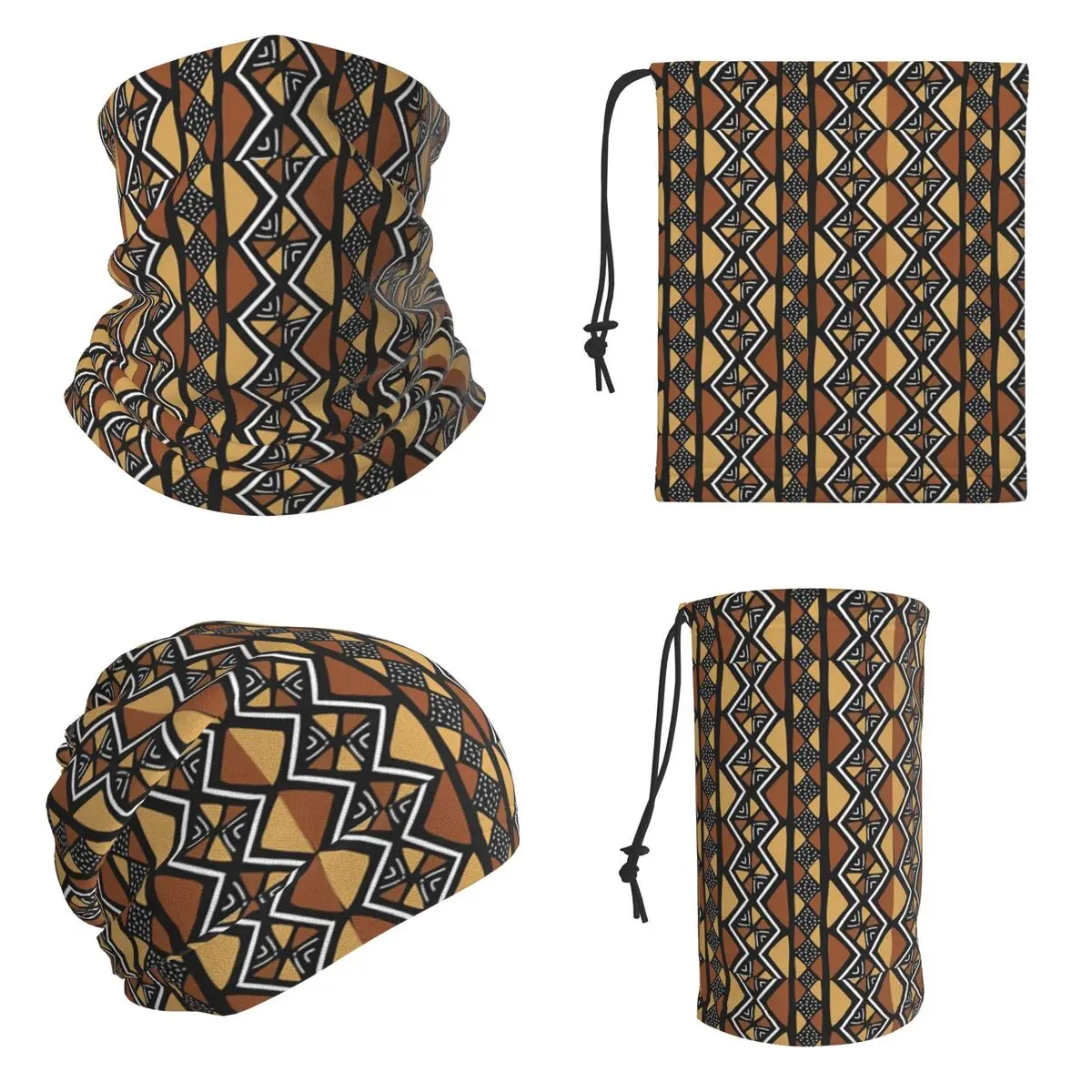 African Mud Cloth Mali Bandana Neck Gaiter Printed Magic Scarf Multi-use Face Mask For Men Women Adult Windproof