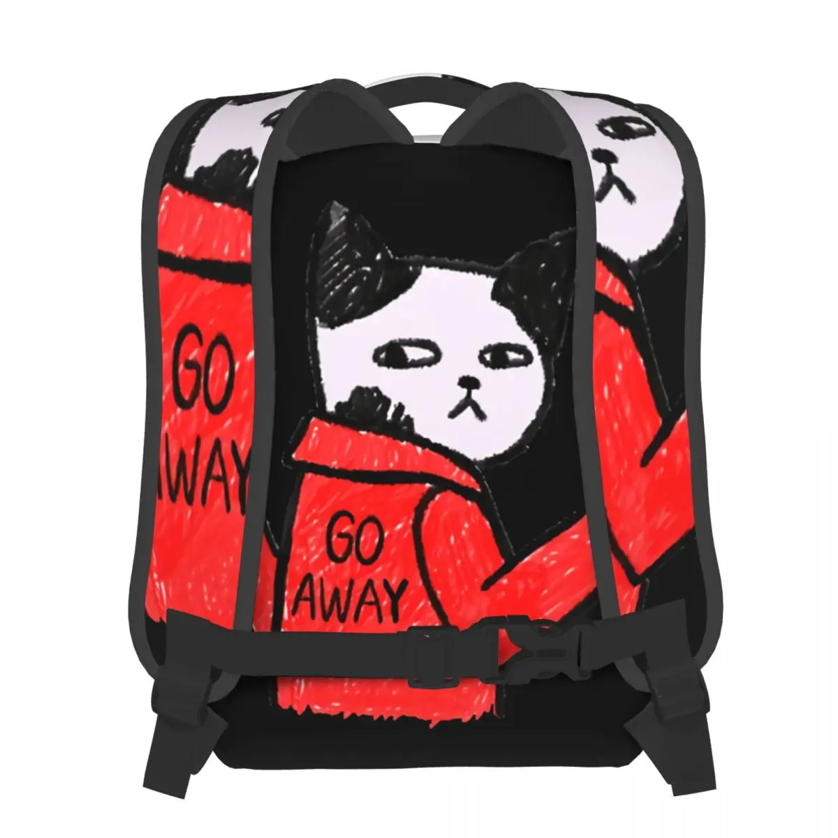 Mean Cat Doodle Students School Bags Go Away Fuuny Word Boy Girl Fashion Teens Books Backpack Soft Rucksack Unisex