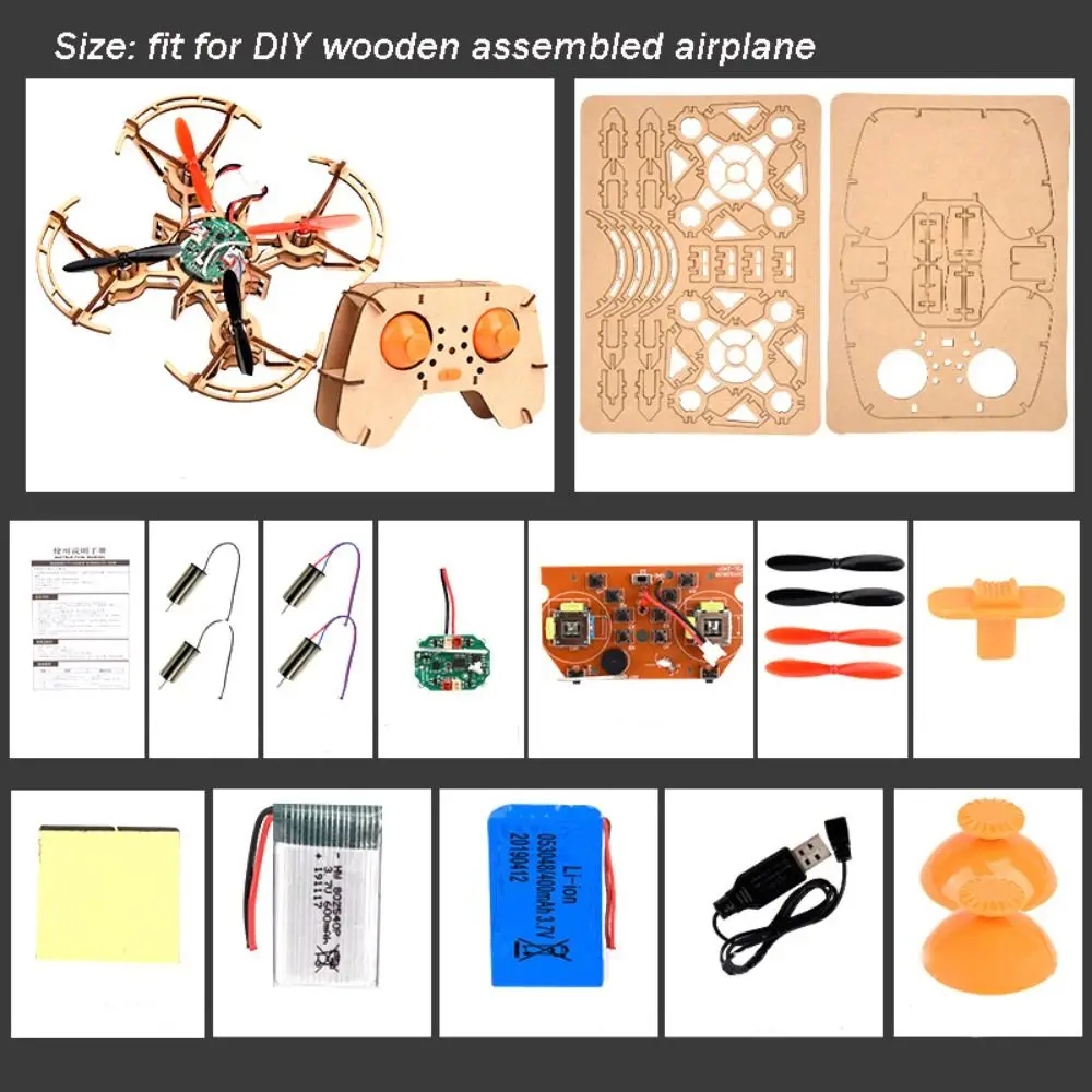 Zestaw do samodzielnego montażu modelu samolotu, różne style, drewniany model samolotu sterowany pilotem, model quadcoptera.
