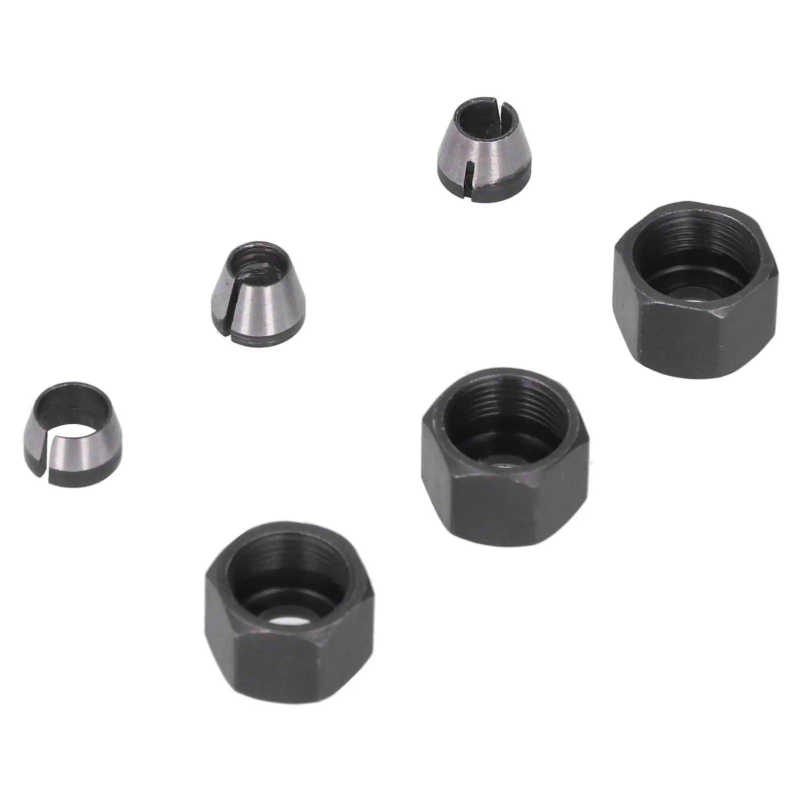 6 قطعة مجموعة مهايئ كوليت التوجيه 6 مللي متر 6.35 مللي متر 8 مللي متر الكربون الصلب مع الجوز ل الانتهازي أداة التوجيه الملحقات #6