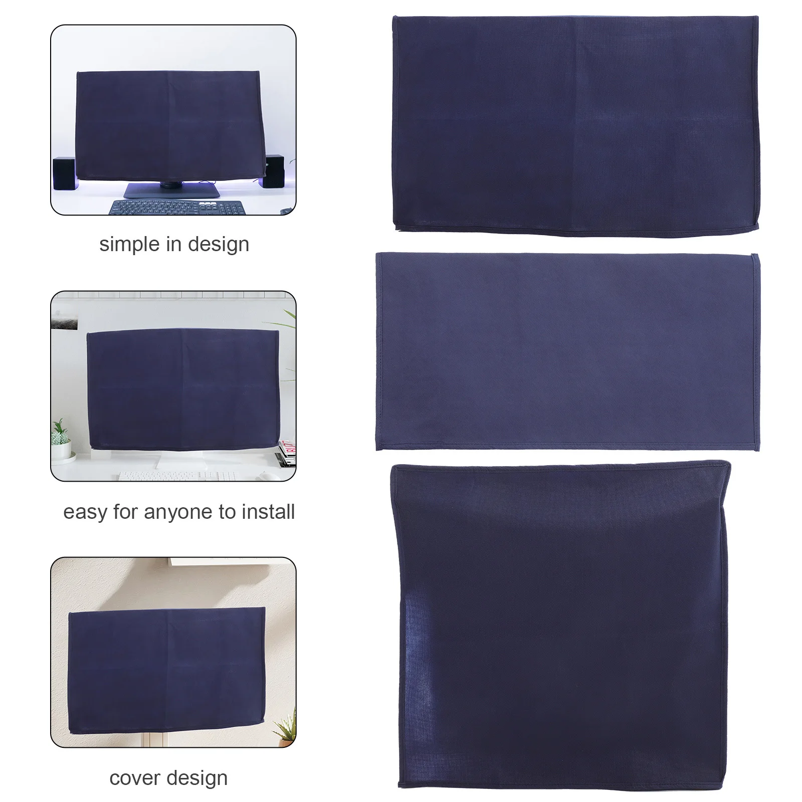 

1 Set Computer Cover For Desktop Pc Keyboard Monitor Dust Proof Universal Lightweight With Half Open Back Cable Port Accessory
