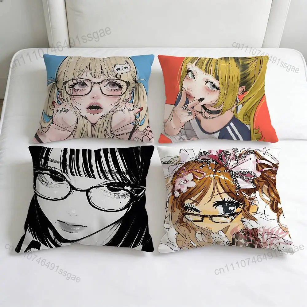 

Cool Gyaru Cartoon Decorative Square Pillow Cover Modern Cushion Case for Living Room Bedroom