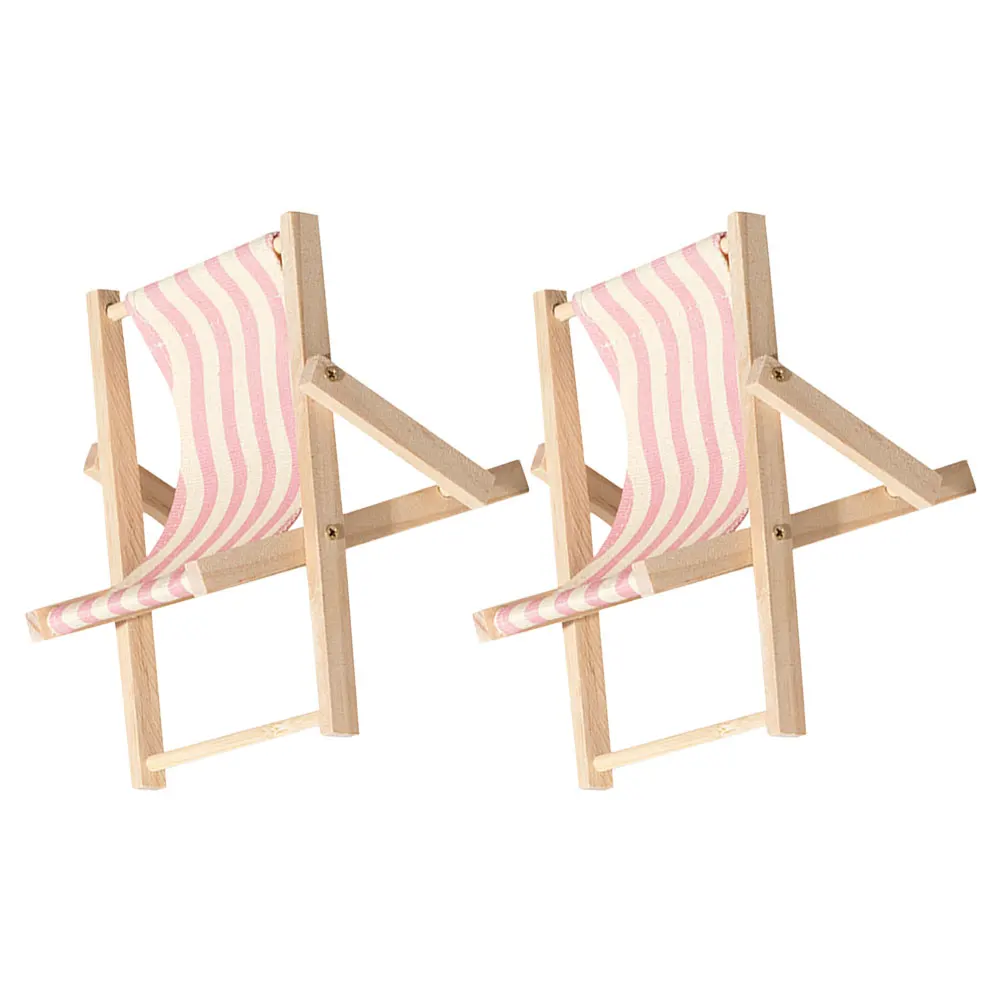 2 pçs cadeira de praia suporte do telefone decoração para casa miniaturas lona madeira ajustável titular móveis mini dobrável inteligente portátil tablet