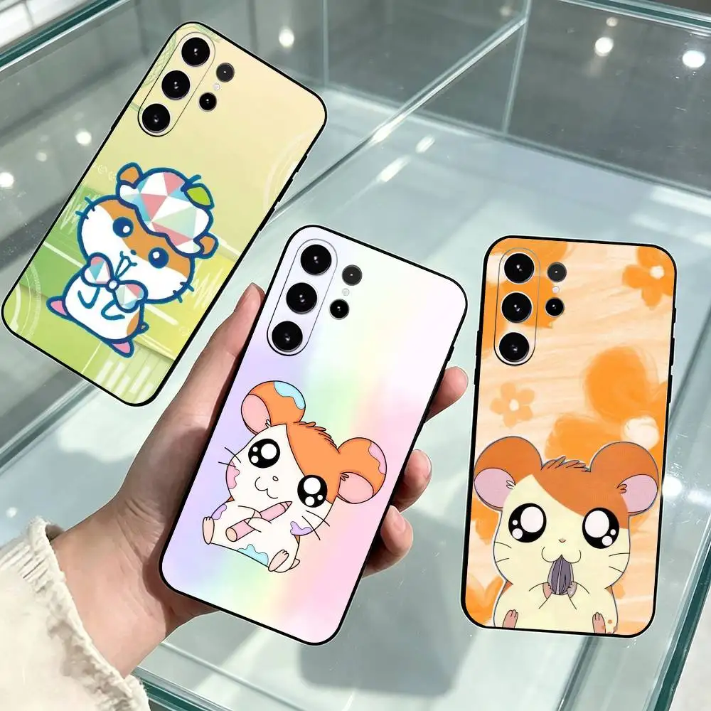 Hamtaro H-Hamster Cartoon  Phone Case Black Silicone Soft For Samsung S25,S24,S21,S22,S23,S30,Ultra,S20,Plus,Fe,Lite Gift