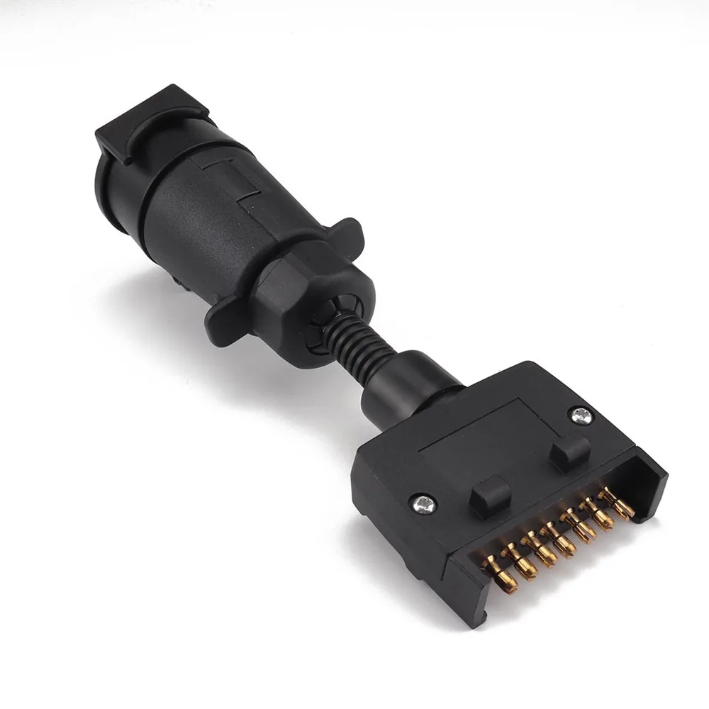 1 PC Car Trailer Adaptor Connector EU Car Trailer Adaptor 7 Pin Flat Male Plug To 7 Pin Large Round Female Socket New