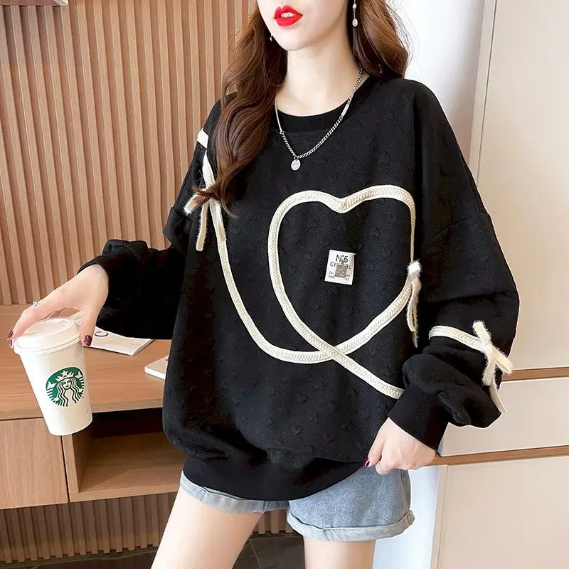 Fashion Pullovers Women Long-sleeved Mid-length Sweatshirts Autumn Trendy Pullover Loose Niche Design Sense Tops Womens Clothes