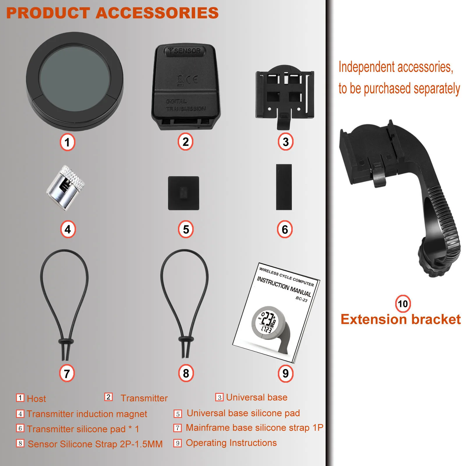 Round Wireless Bicycle Computer ，LED Luminous Backlight, Bike Speedometer, MTB Odometer, Temperature Measurement, Riding Equipme