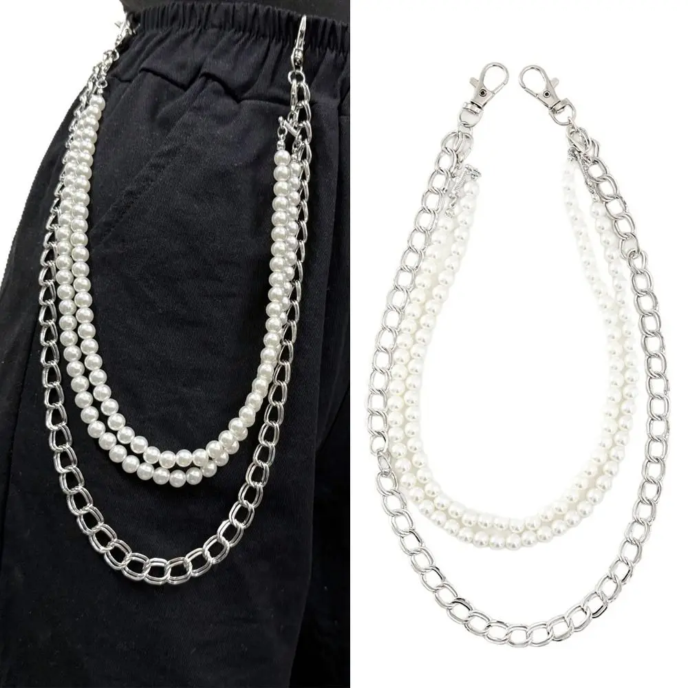 موضة تقليد اللؤلؤ مطرز الشرير الهيب هوب سلسلة سبائك معدنية Harajuku السراويل الخصر سلسلة القوطية سلسلة مفاتيح للنساء رجل #4