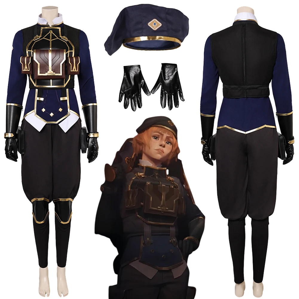 Juego LOL fantasía disfraz sombrero azul conjunto disfraz para mujer adulta Halloween carnaval traje Arcane 2 Nolen McGrady Cosplay