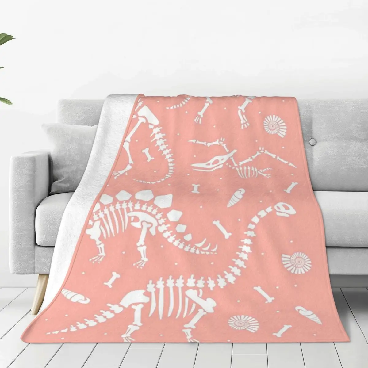 Dinosaurs Fossils On Pink Blanket Flannel Lightweight Sofa Throw Blankets For Couch Bedding Office Throws Bedspread Quilt