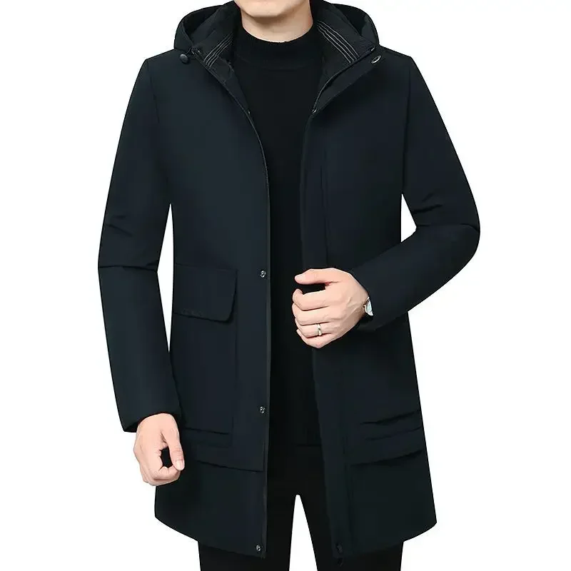 Luxury Brands Winter Jackets Men Warm Hooded Parka High Quality Trench Coat Thickened Zipper Solid Color Men Clothes