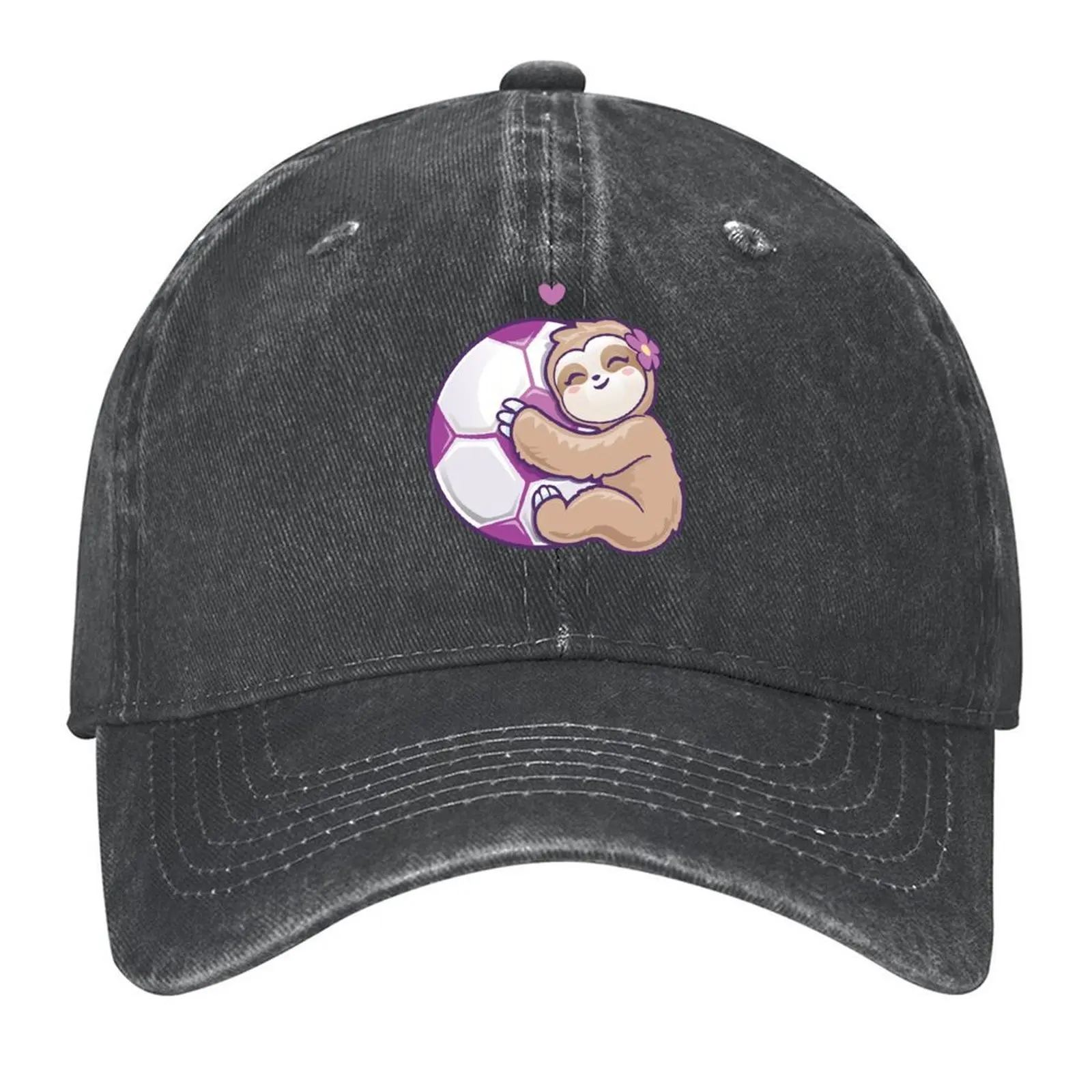 

Girls Soccer Cute Sloth Loves Football Purple Baseball Cap summer hat sun caps Sun Cap Men Caps Women's