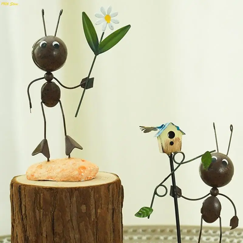 

U1JB Weatherproof Metal Ants Ornaments Garden Sculpture Figure For Flowerbeds Outdoor Decoration And Landscape Enhancement