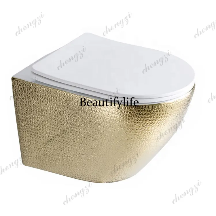 

z331 Hot Selling Luxury Bathroom Ceramic Gold Wall Hung One Piece Toilet Dual-Flush Modern Hotel Use P-Trap