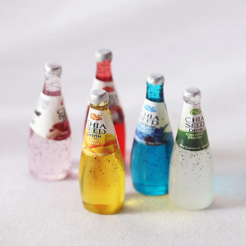 5 قطعة 1:12 بيت الدمية زجاجة شرب الفاكهة دمية المنمنمات 1:12 اكسسوارات لعبة الراتنج المصغرة