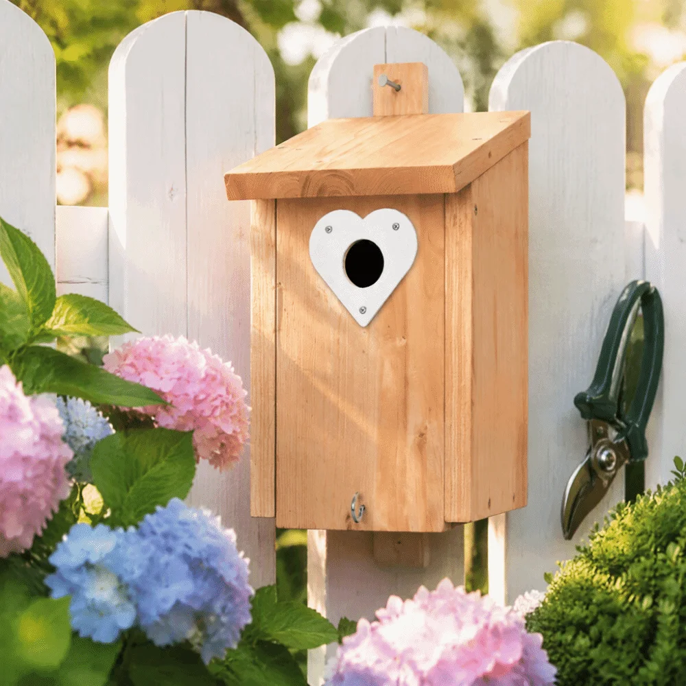 2 Sets Silver Bird House Guard 28mm Diameter Hole 32mm Diameter Hole Metal Bird House Guard Heart Shape Galvanized Screws