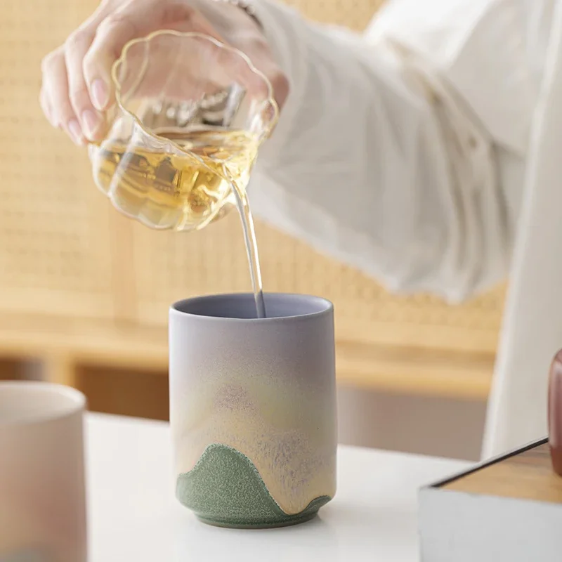 Japanische Ofen-Keramiktasse, handgefertigt, grobe Keramik, handwerklich hergestellte Teetasse für traditionelle Teezeremonie, Mehrzweck (Tee/Kaffee/Wasser)