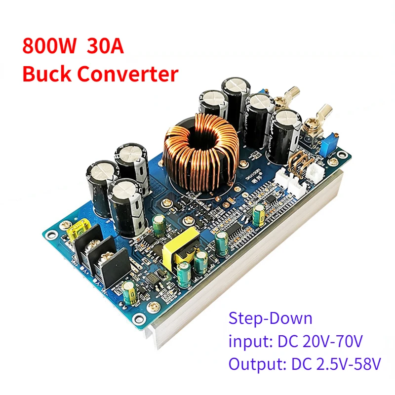 

Buck Boost Converter Adjustable DC Power Supply Module 30A Dc-dc Step Down 800W Constant Voltage Regulators 2.5V-58V Adjustable