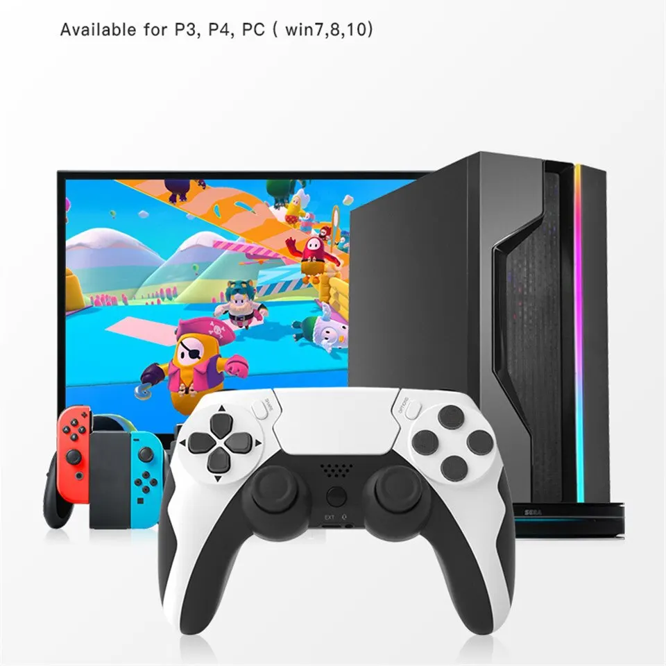 GAMINJA-mando inalámbrico P48 con giroscopio de seis ejes, controlador de juego para PS4, PS3, consola Wins 7, 8, 10, Joystick de PC de doble vibración