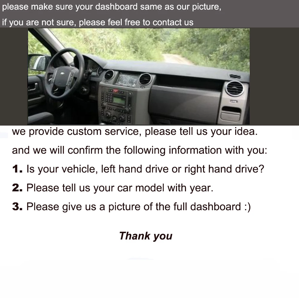 

Custom Car Dashboard Cover Wrap in Alcantara for Land Rover Discovery 3 Shade Cushion Pad Carpets Accessories