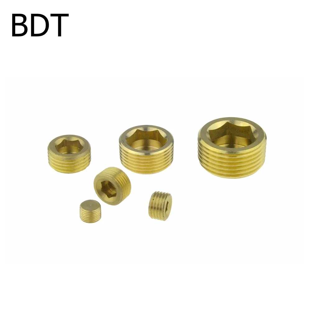 Brass Internal Hex Head Socket End Cap Pipe Countersunk Plug G1/8 1/4 3/8 1/2 PT Male Female Fitting Coupler Connector Adapter