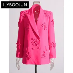 ILYBOOJUN Patchwork Floral Blazers For Women Notched Collar Long Sleeve Slim Temperament Blazer Female Fashion Style Clothing