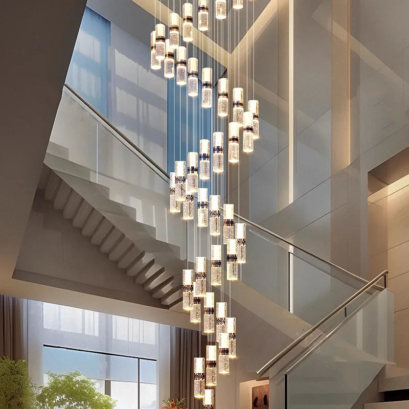 Moderne creatieve woondecoratie kristallen trap hanglamp, glans ophangarmatuur Lampen binnenverlichting voor villatrappen