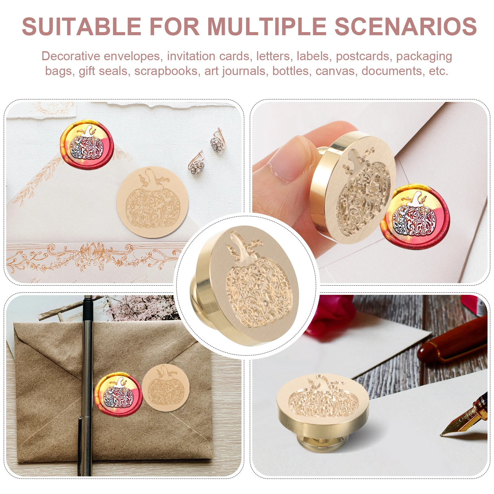 

Brass Halloween Pumpkin Seal Head Metal Sealing Stamp For Envelope Diy Scrapbook Decorative Wax Seal Stamps