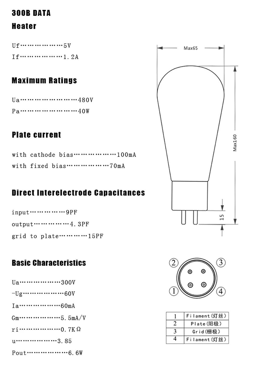 أنبوب إلكتروني Linlai E-300B يحل محل Shuguang Psvane 300B أنبوب فراغ يطابق المصنع بدقة لمكبرات الصوت الكهربائية