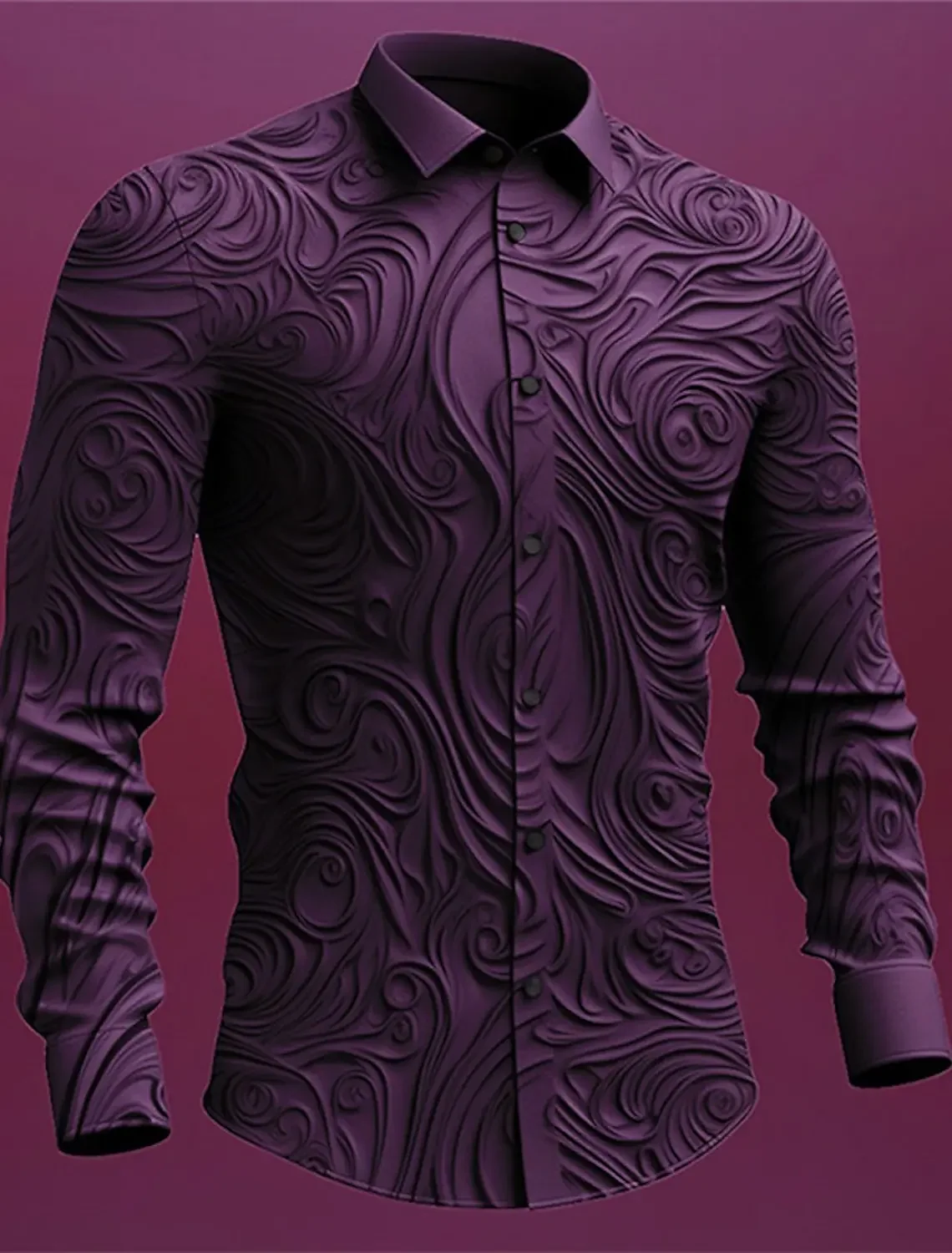 Totem Retro Gothic Men\'s Long Sleeve Shirt Outdoor Halloween Street Autumn and Winter Cuffed Long Sleeve Black Purple Green