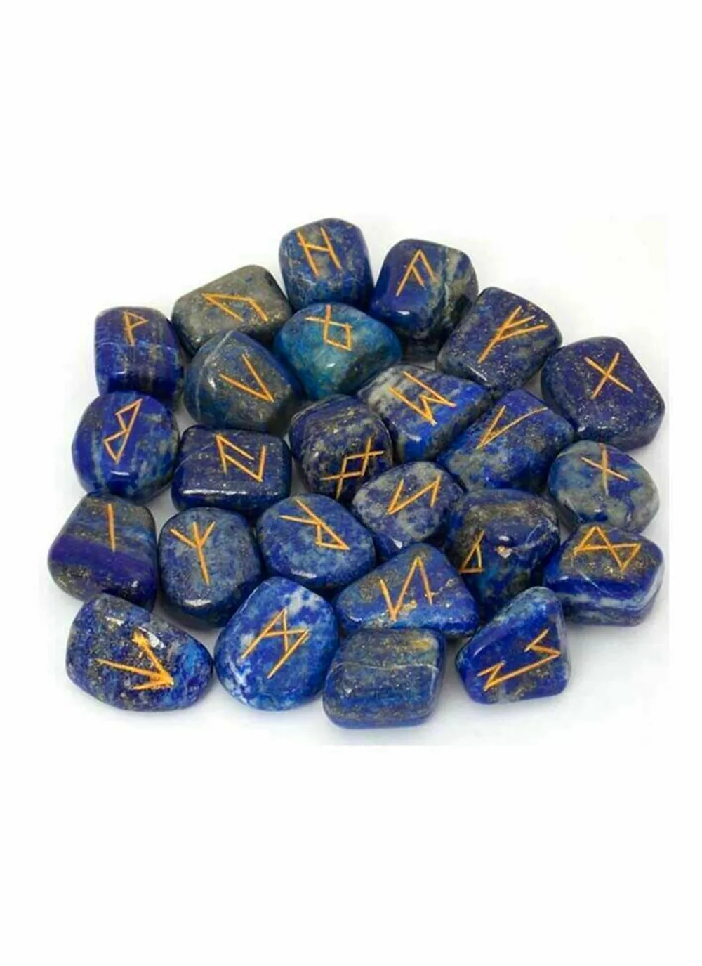 Lapis lazuli tiger's RUNE set healing crystal Elder carved Runes 25 pieces