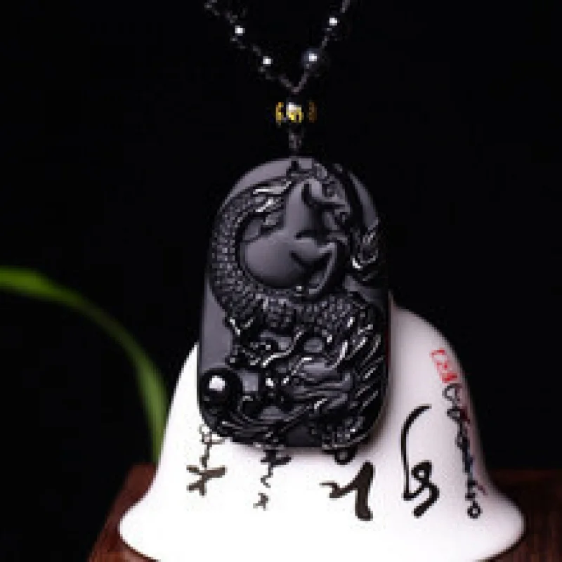 

Spirit Men and Women, Obsidian Zodiac Horse Necklace Pendant