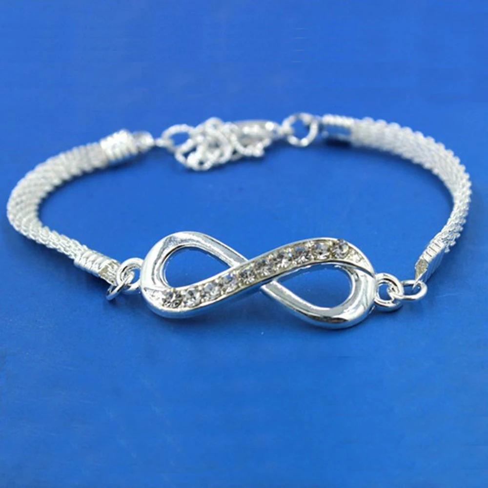 SUMENG 2024 New Fashion Rhinestone Infinity Bracelet 8 Number Pendant Charm Blange Couple Bracelets For Women Lover Friend Gifts