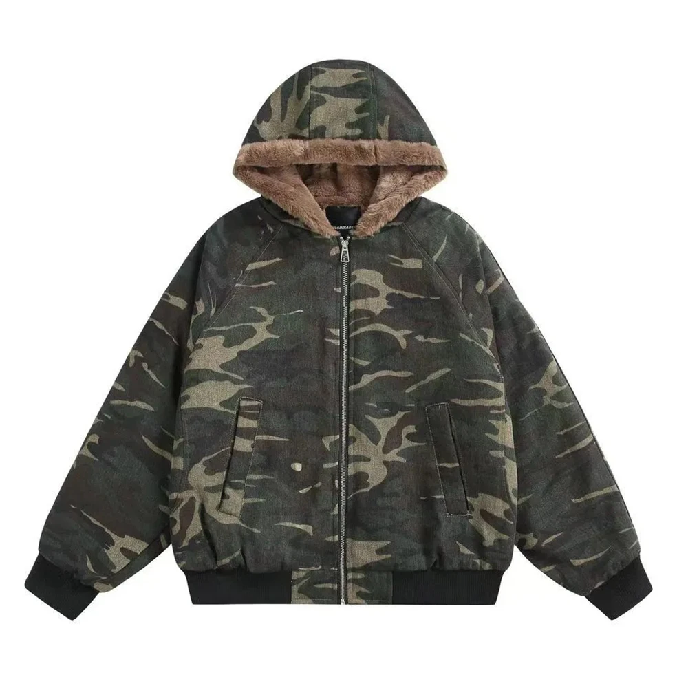 Winter American High Street Retro Double-Sided Thickened Cotton Coat Unisex Plus Velvet Warm Hooded Design Cotton Coat For Men