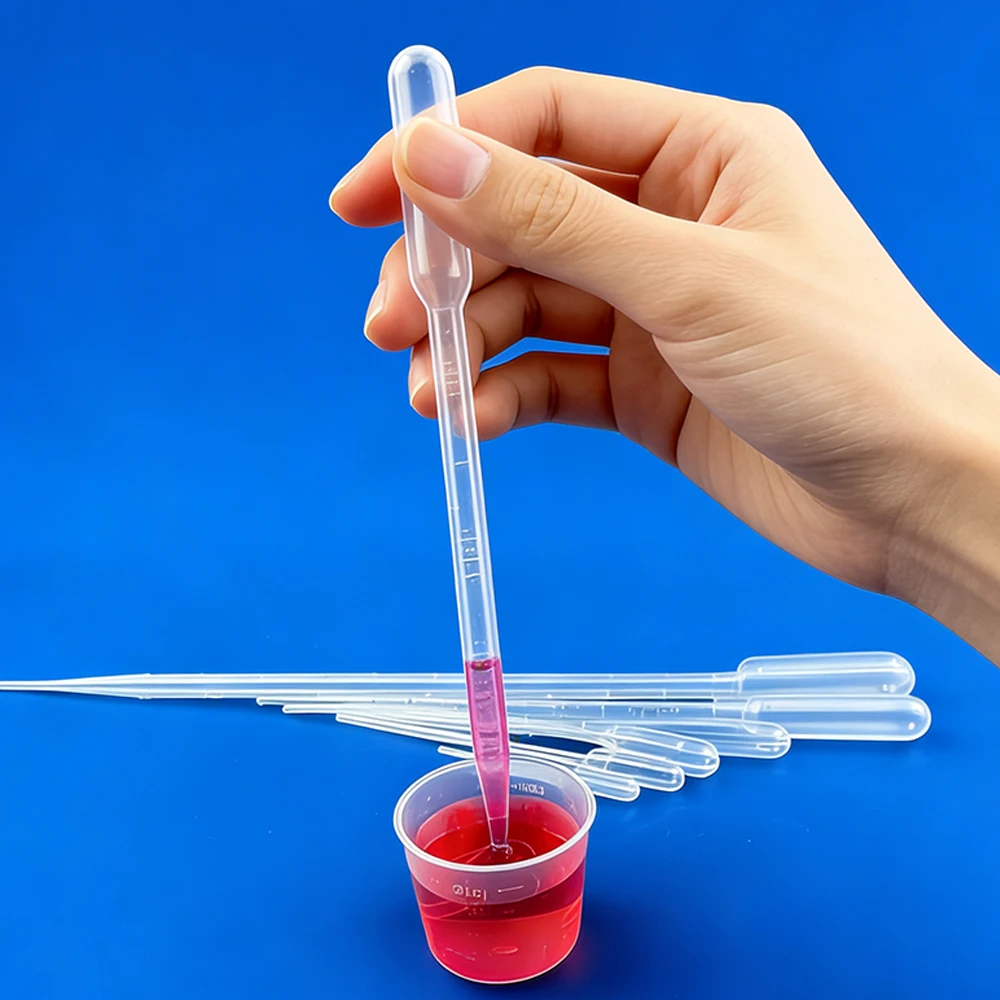 0.2 / 0.5 / 1/2/3/5 / 10 ml Laboratory Pipettes, Plastic Disposable Graduated Measuring Cups, Liquid Droppers, Pipettes for Perfume, Lotion, Tattoo Liquid Dispensing, Pipettes, Ink Transfer Tubes, Laboratory Droppers