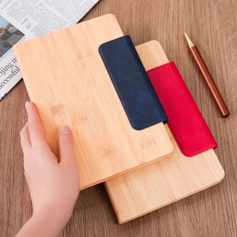 200 Pages A5 Notebook Wood Grain with Magnetic Buckle Business Office Notepad Thickened Paper Bookmark Diary Gift for Friends