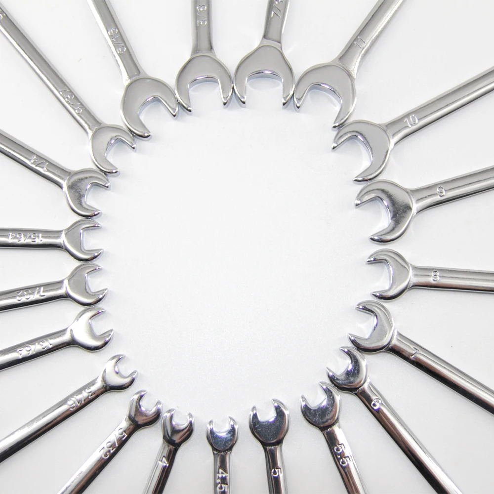 New 10 Pcs Mini Open End Wrench 4-11mm Metrci / Imperial Standard 45# Steel Double End Ratchet Wrenches Mini Combination Spanner