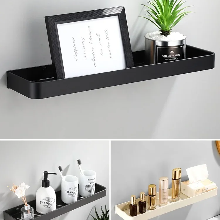 Modern Black Aluminum Corner Shelf - The Perfect Wall Mounted Holder for Shampoo, Soap, and Toiletries