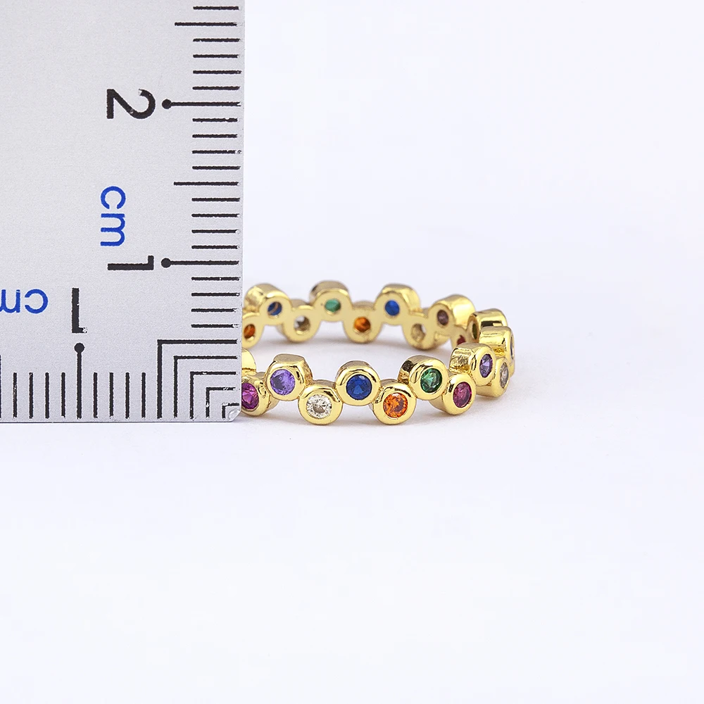 Nidin Handmade Eternity Promise Rainbow CZ Zirconia Engagement Wedding Band Rings for Women Finger Party Jewelry Gift Wholesale