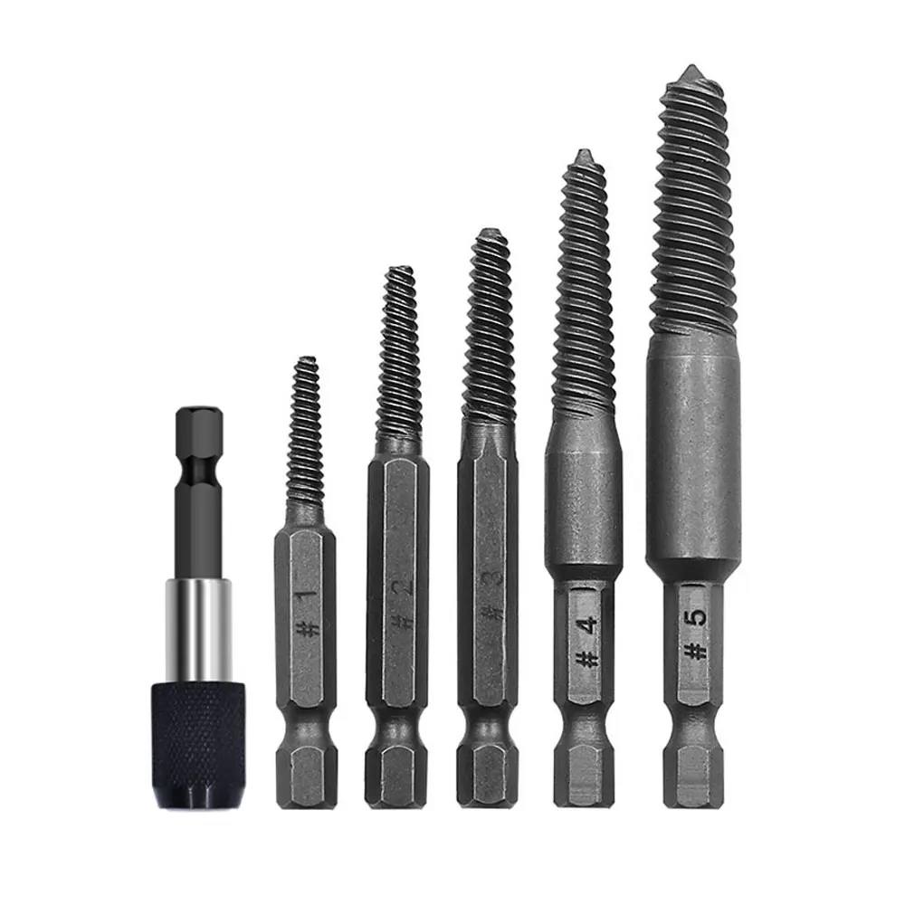 Binoax 5pcs Hexagonal Handle Broken Head Screw Extractor 60mm Quick Release Electric Broken Thread Removal Tool Set