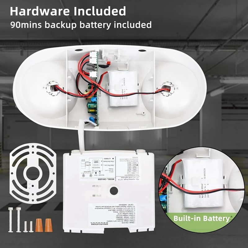 LED Emergency Light With Battery Backup, Bi-Directional Adjustable Commercial Emergency Lighting