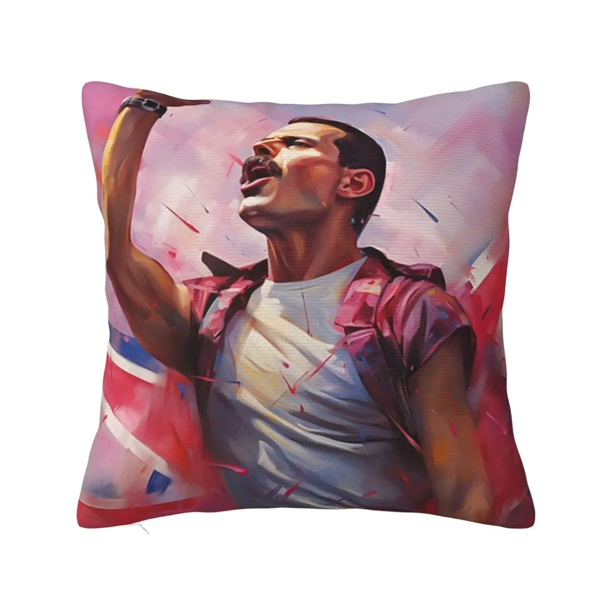 Freddie Mercury British Flag Square Pillowcase Pillow Cover Cushion Decor Comfort Throw Pillow for Home Car