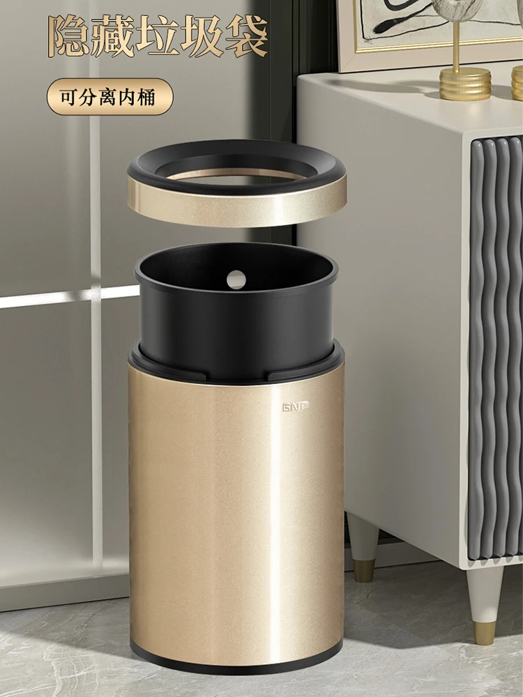 Di Fan stainless steel pressure ring garbage bin for household use, no lid, large size, customizable kitchen, bathroom,