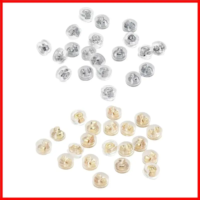3XUA 20Pieces/Pack Practical Studs Earrings Backs Silver Loss Proof Design 5.6mm Size Earring Stabilizers 2 Color Option