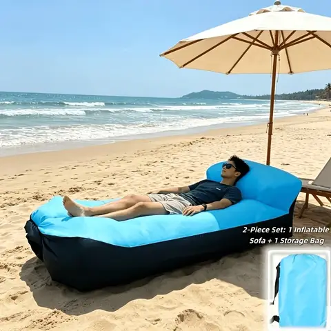 1Set Inflatable Lounger Camping Couch Accessories Trendy Inflatable Chair for Adults & Kids Camping Hiking Gear Backyard