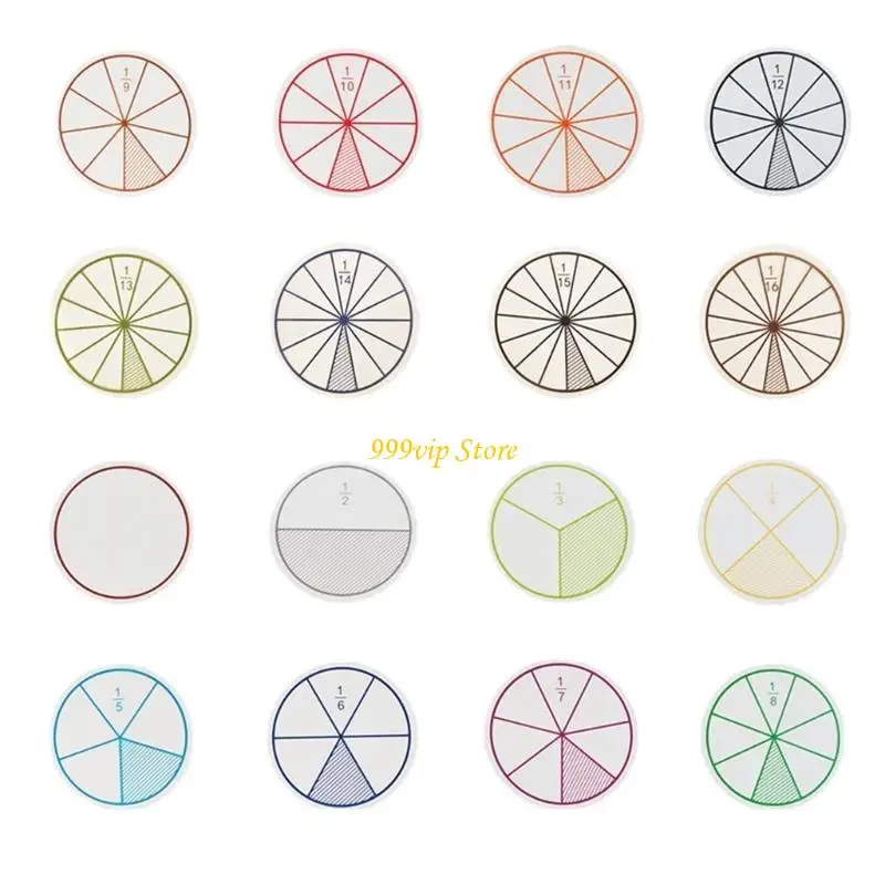 C90C Educational Fraction Discs From to 1/12 Fractions Circles Math Learning Tool